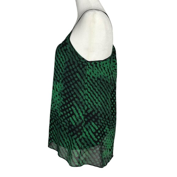 Theory 100% Silk Green Dot-Print Lined Camisole Top Spaghetti Straps Size P/XS - Picture 3 of 15